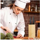 Relaxdays messenblok zonder messen - leeg - bamboe - voor 6 messen - 24 x 12 cm - natuur