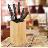 Relaxdays messenblok zonder messen - leeg - bamboe - voor 6 messen - 24 x 12 cm - natuur