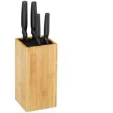 Relaxdays messenblok zonder messen - leeg - bamboe - voor 6 messen - 24 x 12 cm - natuur