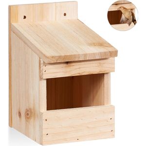 relaxdays Nistkasten Halbhöhle Nistkasten aus Holz