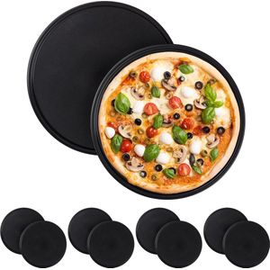 10x pizzaplaat, antiaanbak, voor pizza & flammkuchen, bakplaat, ∅ 32 cm, carbonstaal, antracietkleur