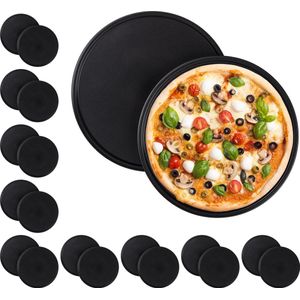 Relaxdays 20x pizzaplaat - antiaanbaklaag - pizzavorm - rond - carbonstaal - grijs