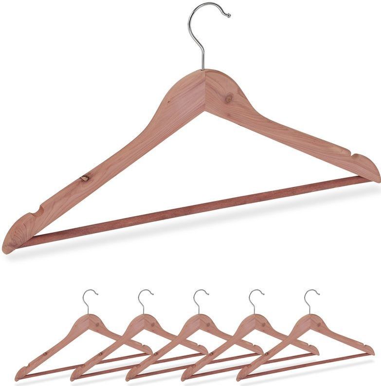 Relaxdays kleerhangers hout - 6 kledinghangers - cederhout - anti motten - kledinghanger
