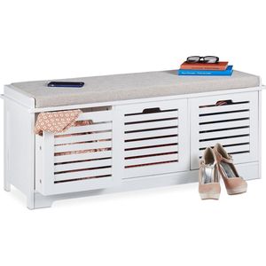 Halbankje - Wit - Opbergruimte - 3 Lades - 44x10x35 cm