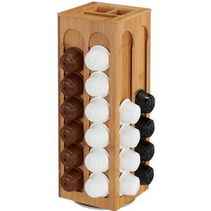 Relaxdays capsulehouder voor Dolce Gusto cups - draaibaar - 40,5 x 14 x 14 cm - bamboe - bruin