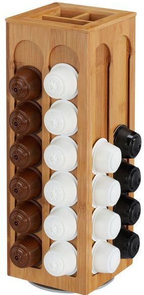 Relaxdays capsulehouder voor Dolce Gusto cups - draaibaar - 40,5 x 14 x 14 cm - bamboe - bruin