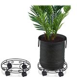 Relaxdays plantentrolley - set van 2 - onderzetter voor bloempot - wielen - plantenroller