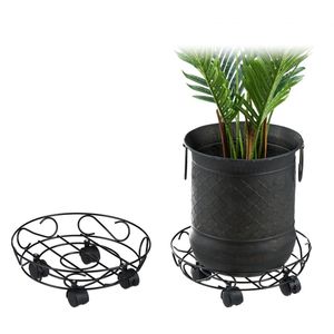 Relaxdays plantentrolley set van 2 - plantenroller - plantenonderzetter - op wielen - rond