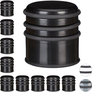 10x deurstop - deurstopper - rubberen ring - deurbuffer zwaar - kunststof zwart
