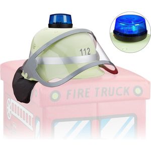 Relaxdays brandweerhelm kind, met zwaailicht, met vizier, nekdoek & kinband, verstelbaar, brandweermannen helm, geel
