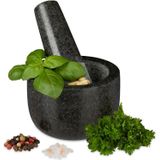 Relaxdays vijzel en stamper graniet - kruiden vermaler - mortier - kruidenstamper - 100 ml