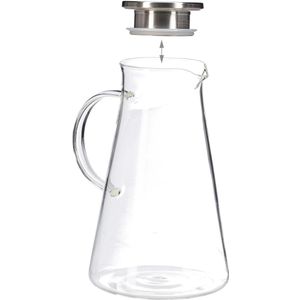 Relaxdays waterkan met deksel - 1.8 l - glazen karaf - sapkan - schenkkan - met filter