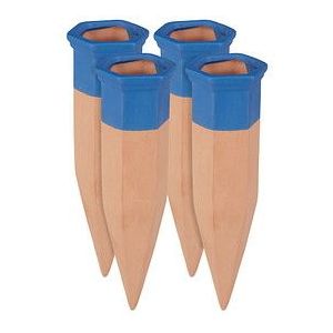 Relaxdays waterdruppelaar - set van 4 - 19 cm lang - voor planten - 1,5 l flessen - terracotta-blauw