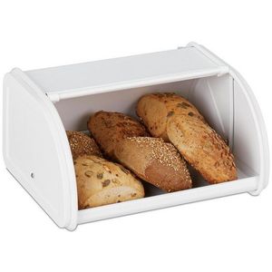 Relaxdays broodtrommel aanrecht - brooddoos wit - vershouddoos brood - broodkast - metaal