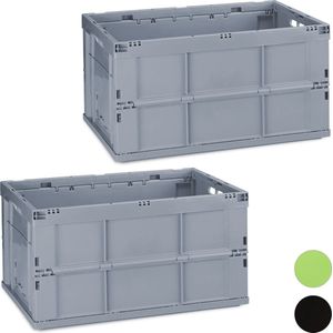 2x professionele vouwkrat - speelgoedkist - multifunctionele krat - grijs