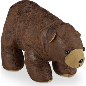 Deurstopper - Bruin - Polyester, Kunstleer - Afmeting 17 x 16 x 32 cm