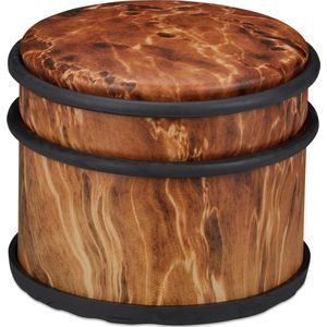 Relaxdays deurstopper binnen - 9,5 cm - rvs - rubber - houtlook - hoge deurhouder - donkerbruin