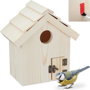 Relaxdays vogelhuisje staand - vogelvoederhuis - houten vogelhuis - nestkast voor vogels