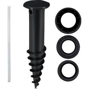 Relaxdays parasolhouder schroef - parasol grondboor - adapter 32-50 mm - kunststof - zwart