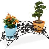 Relaxdays plantenrek - bloemenrek - ijzer - plantentrap - bloementrap - zwart - antiek