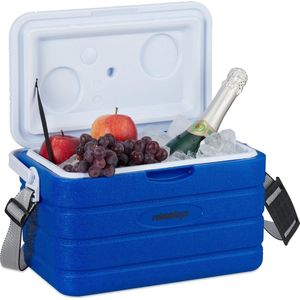 Relaxdays koelbox 10 l - niet elektrisch - frigobox - camping koelkast - draagbaar - blauw
