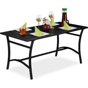 Relaxdays tuintafel zwart - balkontafel 60 x 120 cm - tafel metaal - terrastafel - balkon