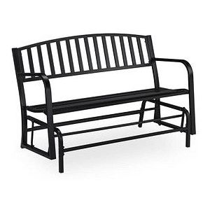 Schaukelbank, Stahl, 220 kg Traglast, 2 Sitzer, Bank mit Schaukelfunktion, HxBxT: 86 x 127 x 69 cm, schwarz - Relaxdays