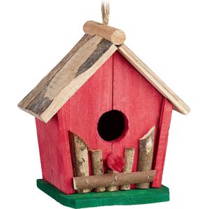 Relaxdays vogelhuisje decoratie - hout - vogelhuis - houten huisje - hangend - klein