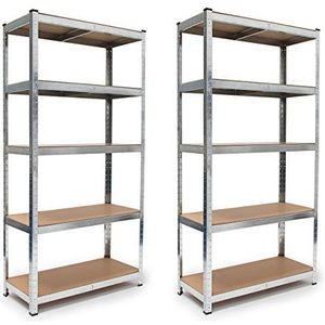 Relaxdays 2x stellingkast - opbergrek - magazijnrek - 5 planken - 875 kg max. - metaal