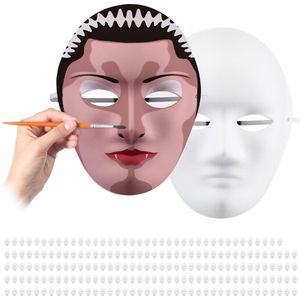 200x masker wit - knutselen - zelf maken - 24 x 18 x 8 cm - neutraal