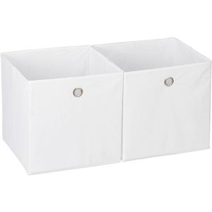 Relaxdays 2x opbergbox stof - rood - opvouwbaar - opbergmand - 30 cm