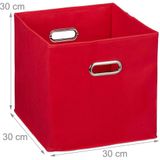 Relaxdays 4x opbergbox stof - opvouwbaar - opbergmand - 30 cm - kast organizer – rood