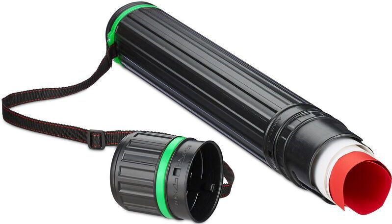 Relaxdays telescopische tekenkoker - tot formaat A0 - verstelbare schouderband - schroefdeksel - 64-100 cm - kunststof