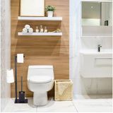 Wc Garnitur mit Toilettenpapierhalter, stehend, für Bad, hbt: 72 x 25 x 20 cm, Stand Klobürstenhalter, schwarz - Relaxdays