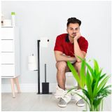 Wc Garnitur mit Toilettenpapierhalter, stehend, für Bad, hbt: 72 x 25 x 20 cm, Stand Klobürstenhalter, schwarz - Relaxdays