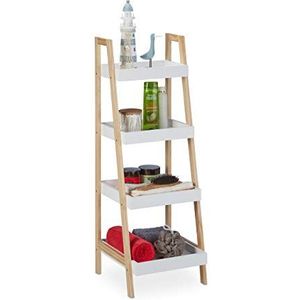 Relaxdays badkamerrek - ladderrek badkamer - 4 etages - opbergrek - rek - trap design