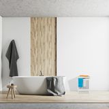 Relaxdays wasmand kruk - wasbox wit - badkamerstoel - wasgoed mand hout - badkamerkruk