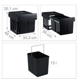 Inbouw - Duo - Vuilnisbak - Zwart - 2 x 15 l