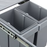 Relaxdays inbouw prullenbak - 4 vakken -15 l en 2 x 8 l - 34,6 x 34 x 51,8 cm - kunststof - grijs