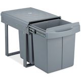 Relaxdays inbouw prullenbak - 2 vakken - 2 x 20 l - kunststof - 41,3 x 34 x 51,8 cm - grijs