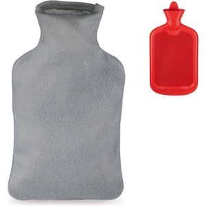 Relaxdays kruik met hoes - warmwaterkruik - rubber - 1,5 l - rood - bedkruik - waterkruik