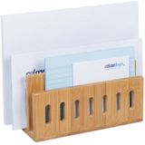 Relaxdays - Dokumentenhalter Bambus, 3 Fächer, praktischer Briefständer, fürs Büro, Briefhalter, hbt: 13x18x8 cm, natur