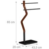 Relaxdays handdoekenrek staand - handdoekhouder - staal - handdoekenhouder badkamer - hout