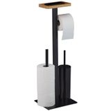 Relaxdays toiletrolhouder - 3 in 1 - met plankje - reserverolhouder - toiletborstel houder