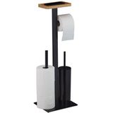Relaxdays toiletrolhouder - 3 in 1 - met plankje - reserverolhouder - toiletborstel houder