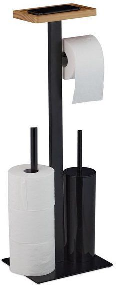 Relaxdays toiletrolhouder - 3 in 1 - met plankje - reserverolhouder - toiletborstel houder