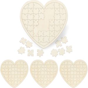 4 x hart puzzel huwelijk - blanco puzzel - hout - gastenboek bruiloft - diy