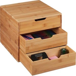 Relaxdays Bureau Organizer Bamboe - 3 Lades - Opbergsysteem - Brievenbak - Sorteerbak