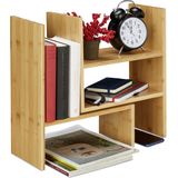 Relaxdays Bureau organizer bamboe - boekenrek verstelbaar - bureau rek - organiser