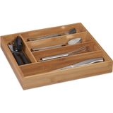 Relaxdays bestekbak bamboe - 5 vakken - 5 x 30 x 34 cm - keukenlade organizer